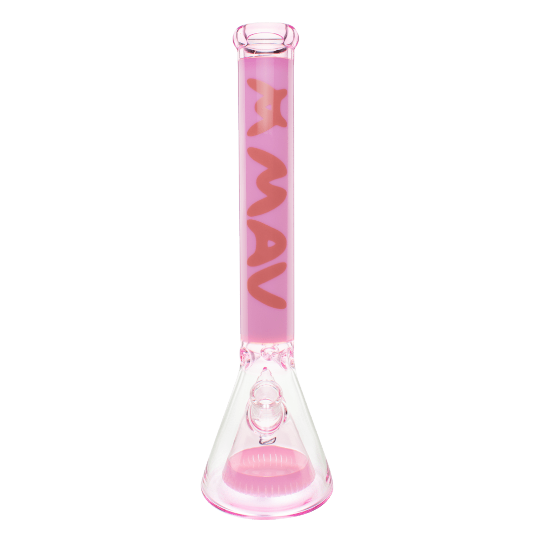 MAV Glass Bong Pink and Milky Pink 18" Manhattan Pyramid Beaker
