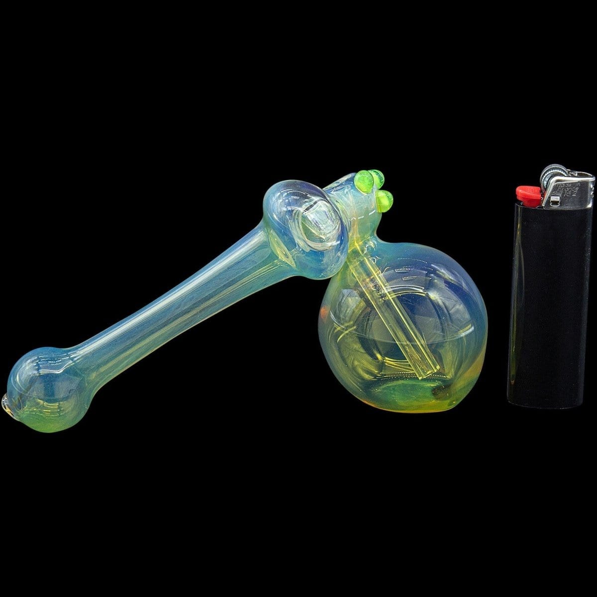 LA Pipes Bubbler "Silver Sidecar" Fumed Hammer Sidecar Pipe (Various Colors)