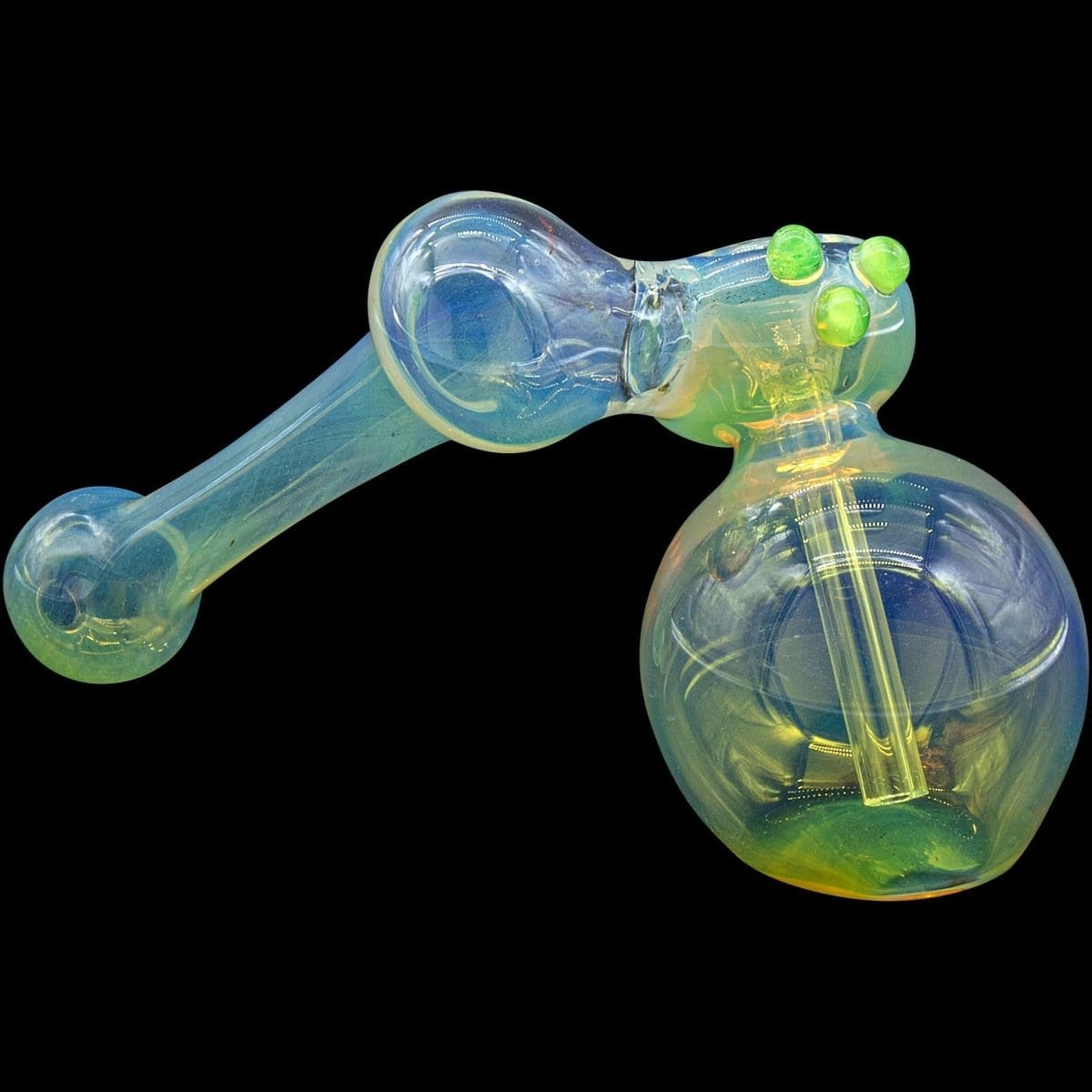 LA Pipes Bubbler Green Slime "Silver Sidecar" Fumed Hammer Sidecar Pipe (Various Colors)