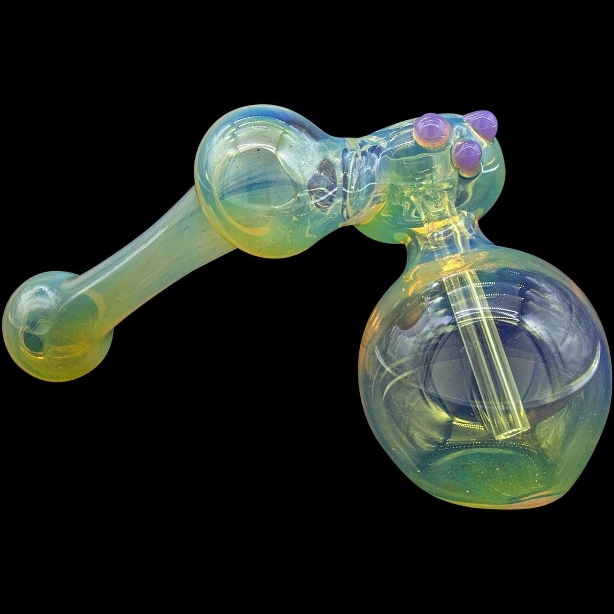LA Pipes Bubbler Purple Slime "Silver Sidecar" Fumed Hammer Sidecar Pipe (Various Colors)