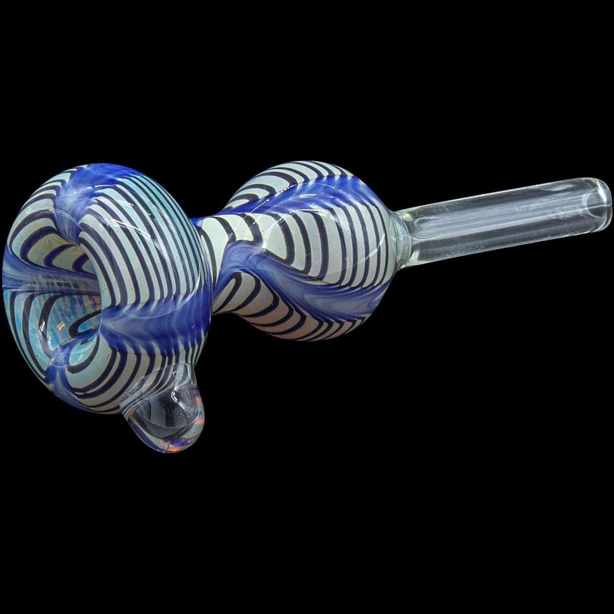 LA Pipes Smoking Accessory Blue Wrap-n-Rake Bubble Pull-Stem Slide Bowl