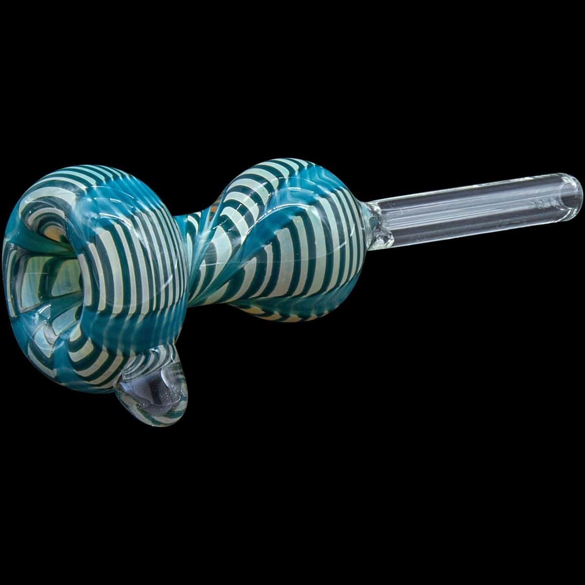 LA Pipes Smoking Accessory Teal Wrap-n-Rake Bubble Pull-Stem Slide Bowl