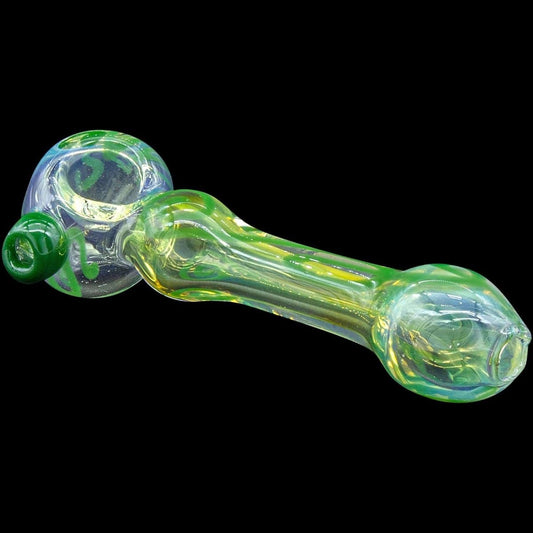 LA Pipes Hand Pipe Forest Green "Painted Warrior Spoon" Glass Pipe