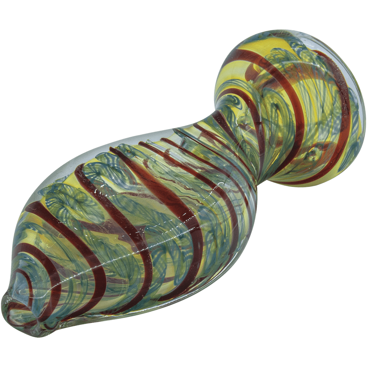 LA Pipes Hand Pipe Red Hues "Flat Belly" Inside-Out Chillum