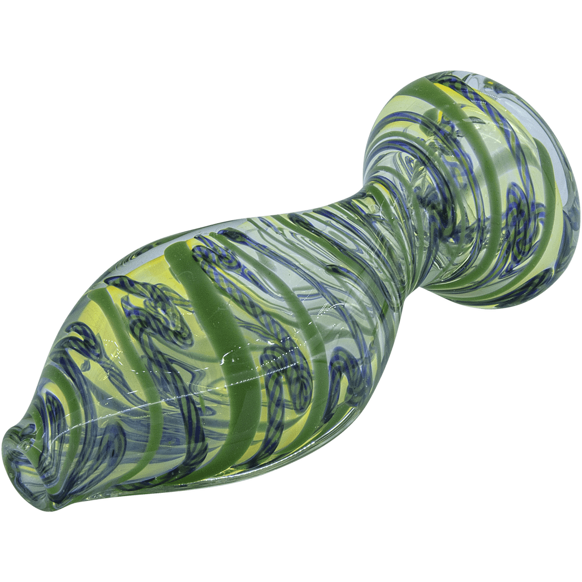 LA Pipes Hand Pipe Green Hues "Flat Belly" Inside-Out Chillum
