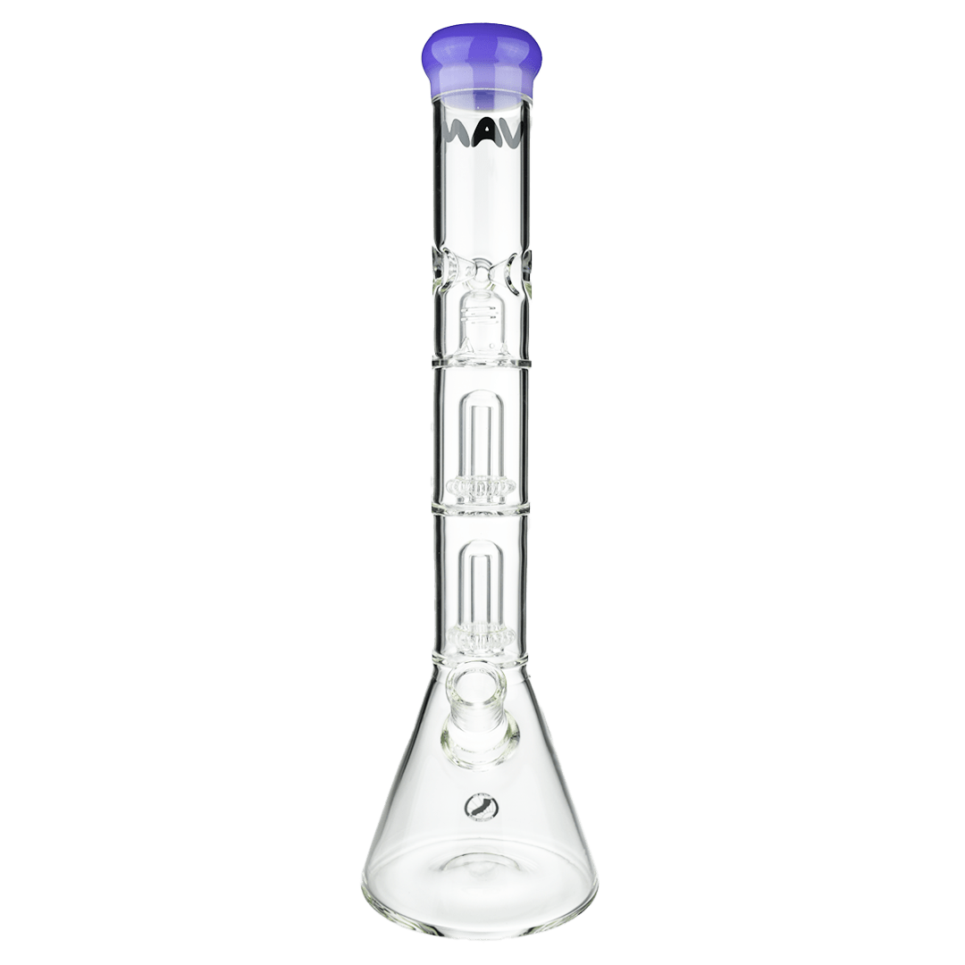 MAV Glass Bong Purple Double UFO Beaker Bong