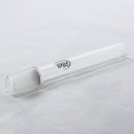 A slightly angled view of the 7th Floor Da Buddha Ground Glass Wand, showing the clear glass design against a plain white background.
