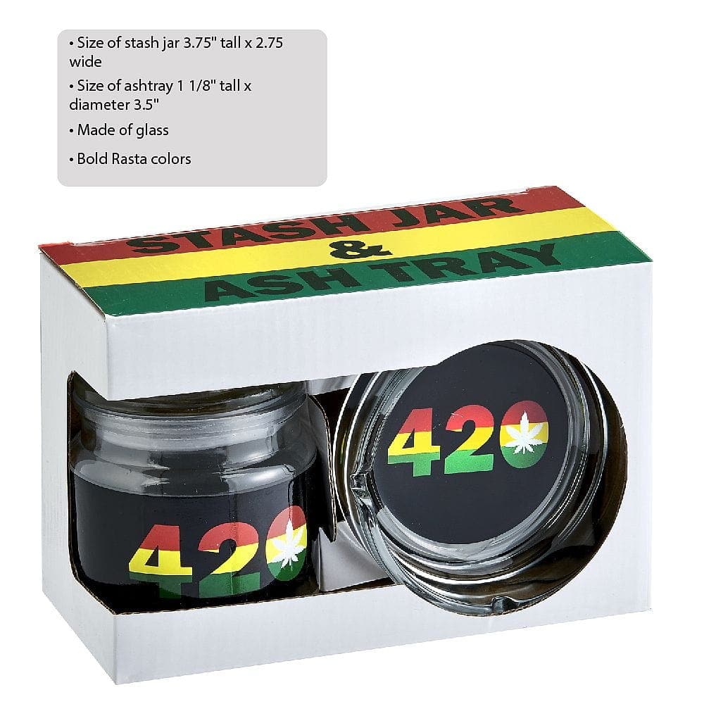 FashionCraft Cannabis Ashtray set with Stash jar - 420 DESIGN