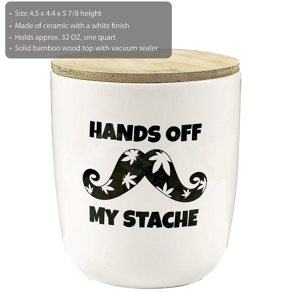 FashionCraft Cannabis Hands Off My Stache - Novelty stash jar - large 88127