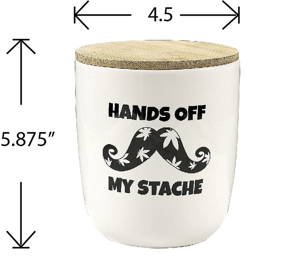 FashionCraft Cannabis Hands Off My Stache - Novelty stash jar - large 88127
