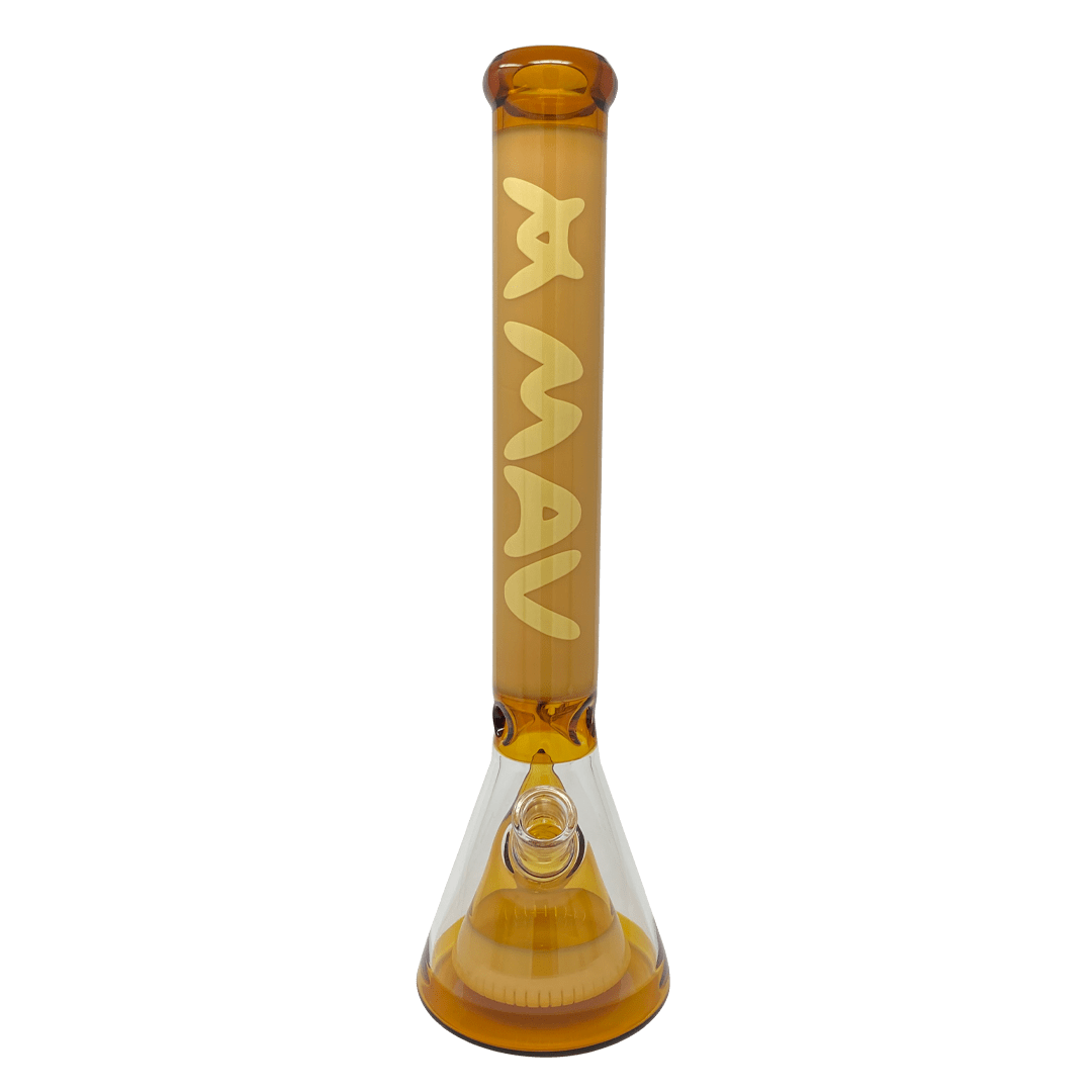 MAV Glass Bong Gold and Butter 18" Manhattan Pyramid Beaker