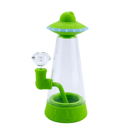 Cloud 8 Smoke Accessory Water Pipe Green Glow in The Dark Flying Saucer Silicone Mini Bong