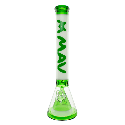 MAV Glass Bong Green and White 18" Manhattan Pyramid Beaker