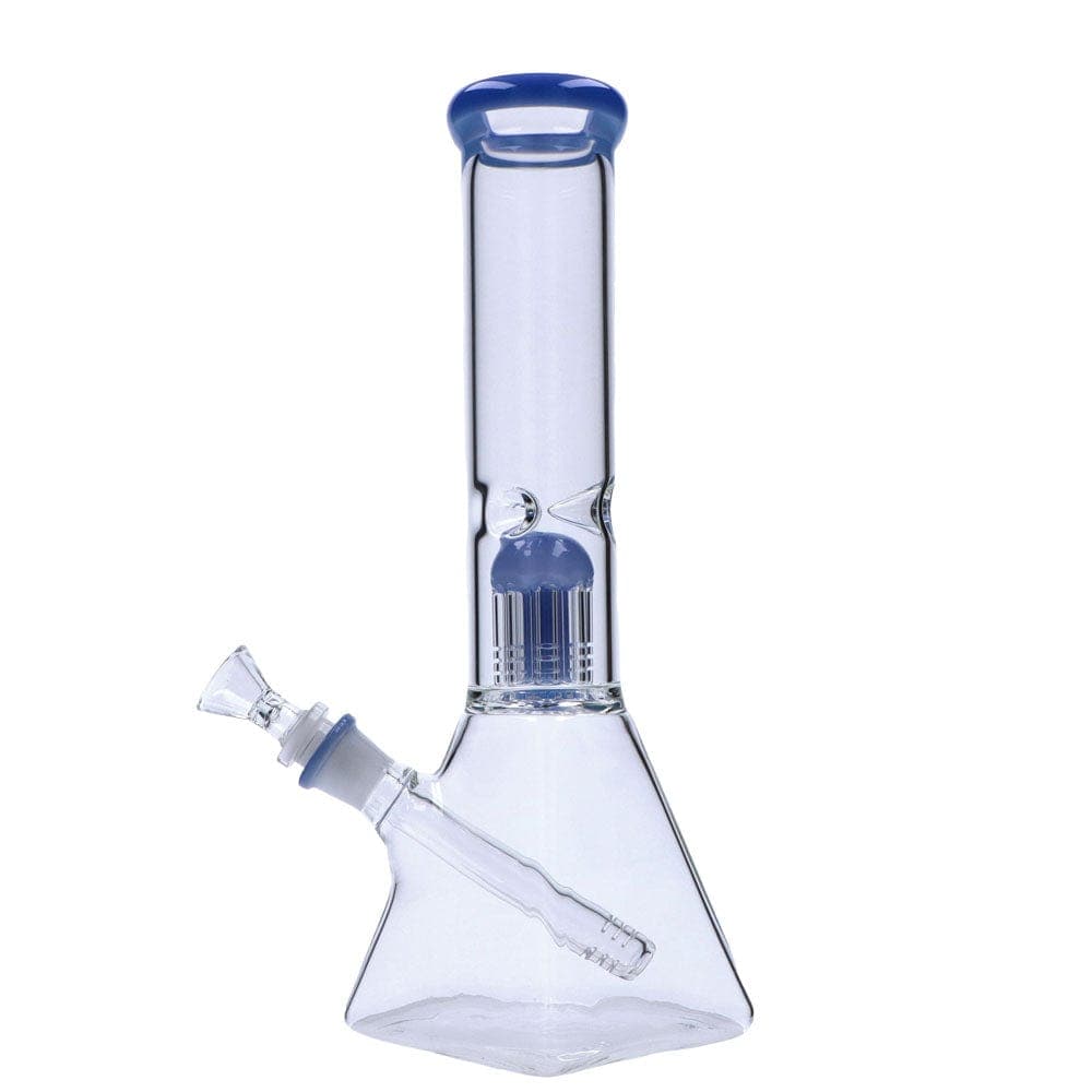 Daily High Club bong Milky Blue 12” Quad Base Beaker Water Pipe with Tree Percolator