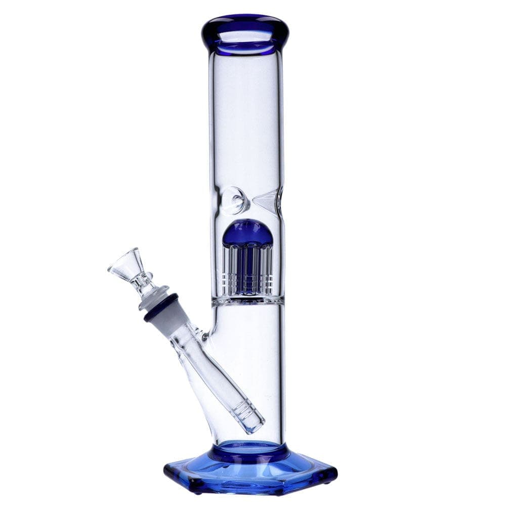Daily High Club bong Blue 12” Hexagon Base Beaker Water Pipe with Tree Percolator