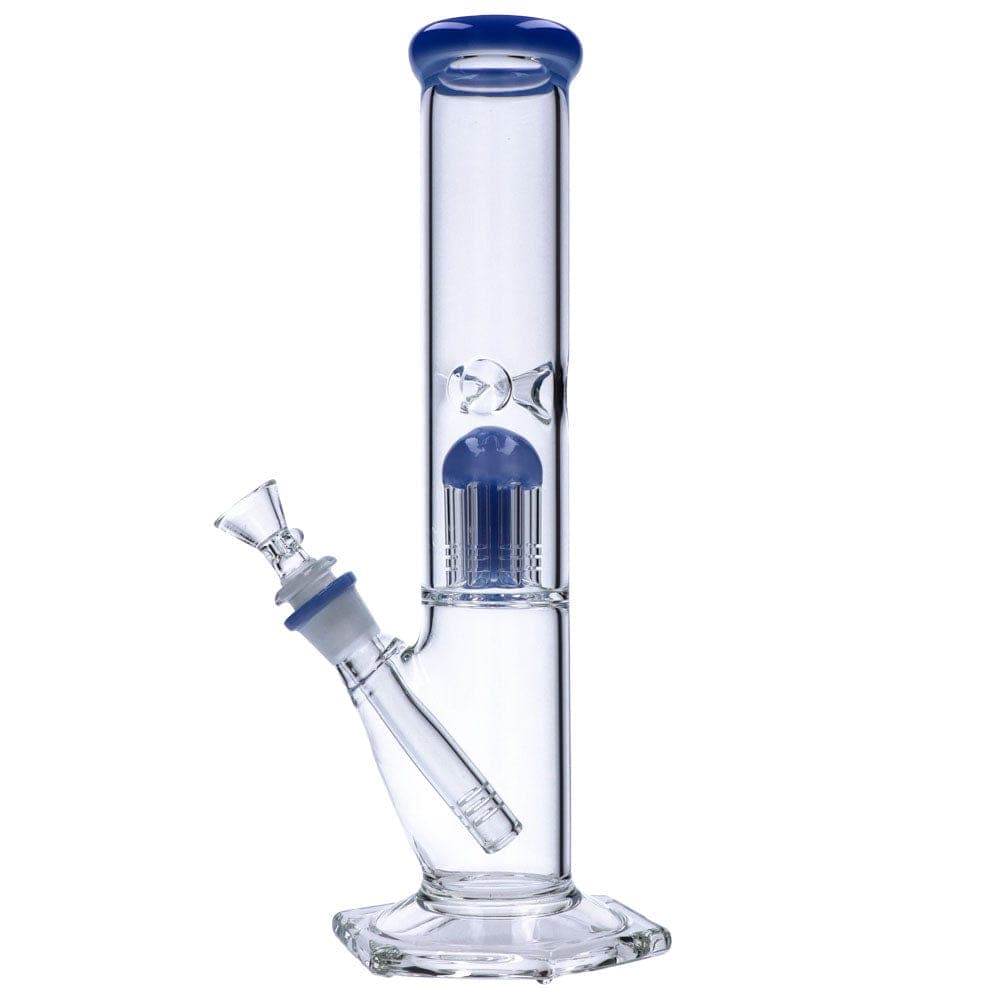 Daily High Club bong Milky Blue 12” Hexagon Base Beaker Water Pipe with Tree Percolator