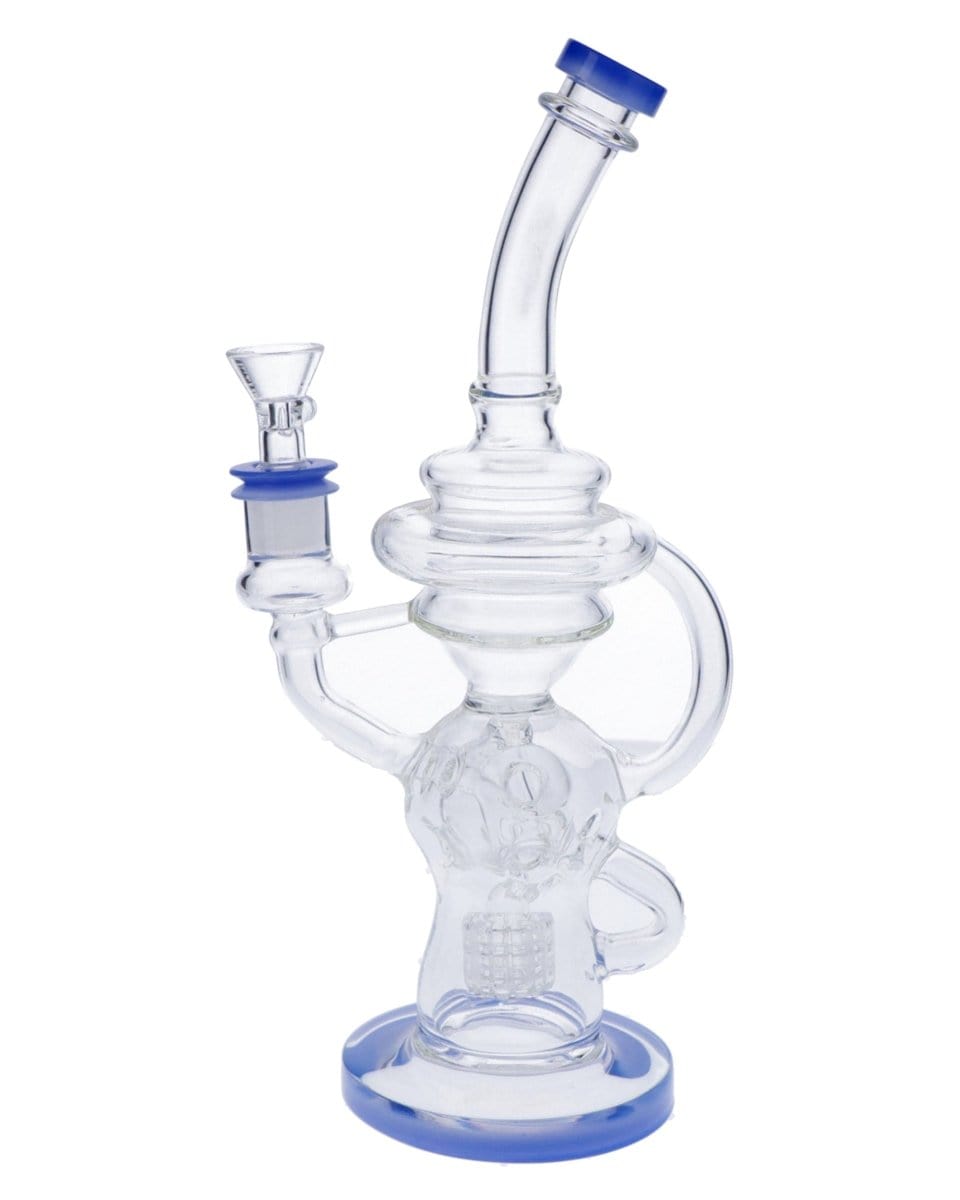 Daily High Club Bong Milky Blue Bent Neck Matrix Recycler Water Pipe