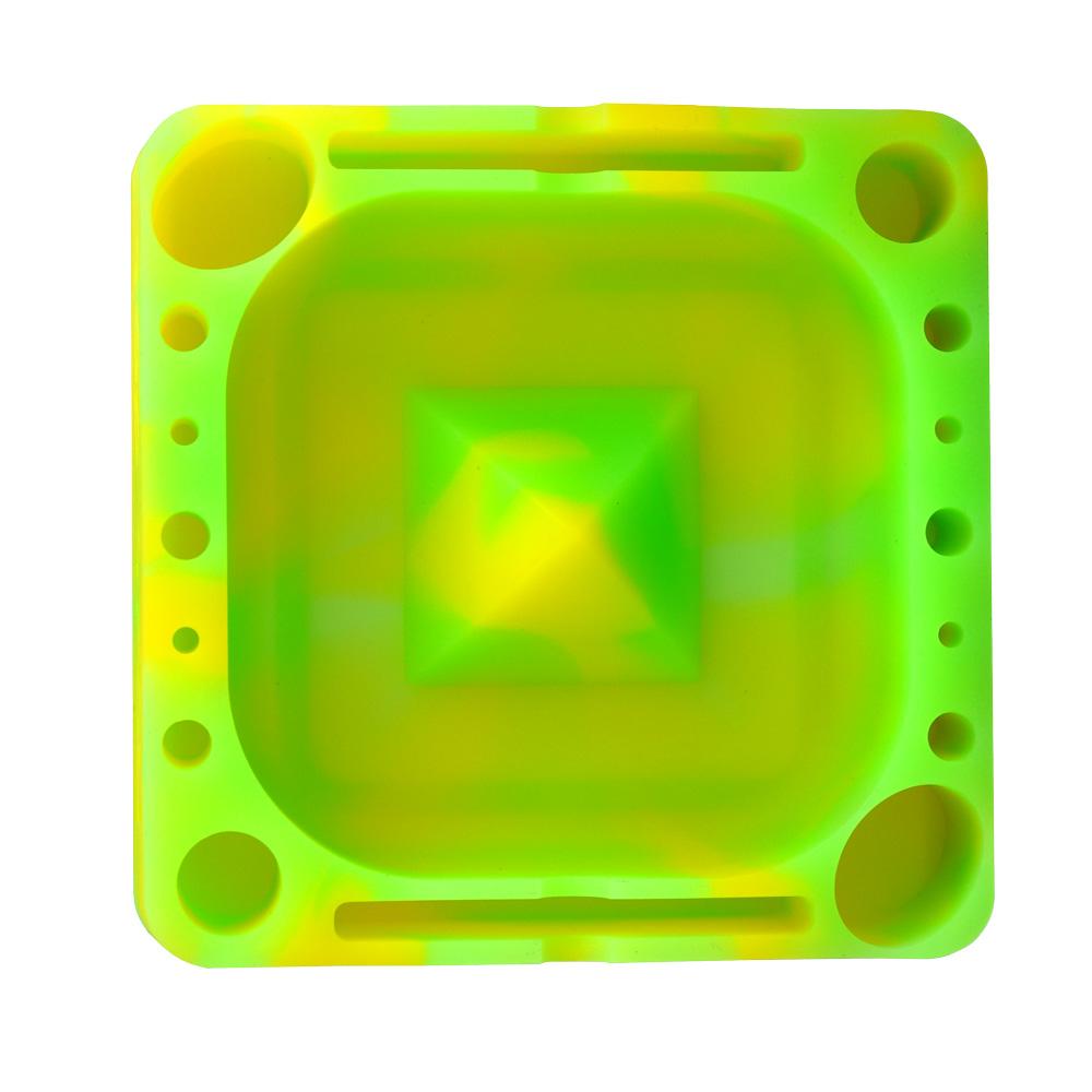 Pulsar Ashtray Pulsar Tap Tray -  Green and Yellow Swirl Square Tap Tray