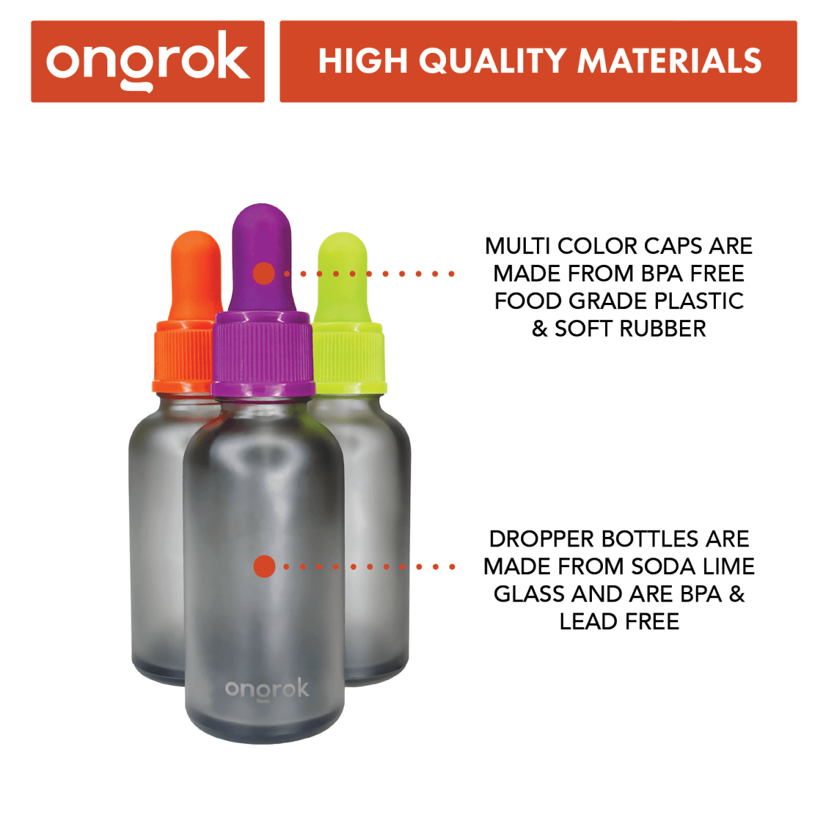 ONGROK USA Glass Dropper Jars, 6 pack