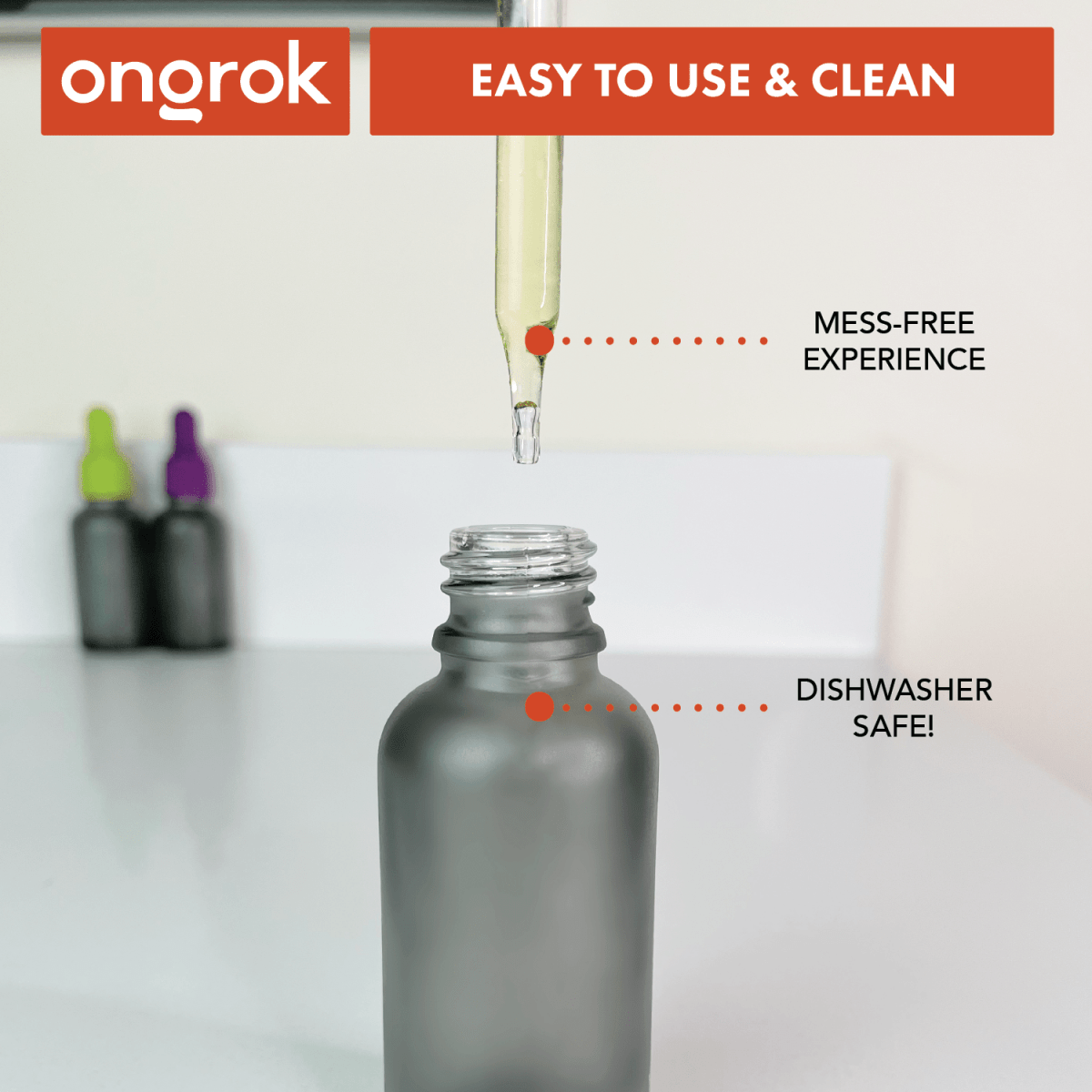 ONGROK USA Glass Dropper Jars, 6 pack