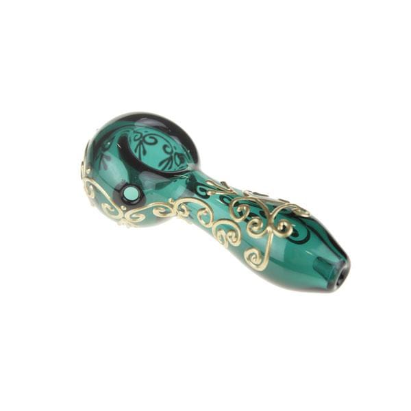 Daily High Club Hand Pipe Golden Henna Teal Spoon Pipe