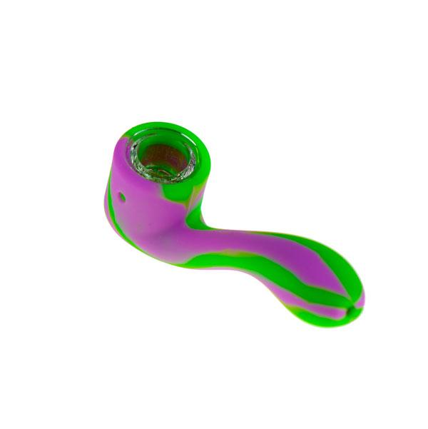 Daily High Club Hand Pipe Green & Purple Silicone Sherlock Pipe