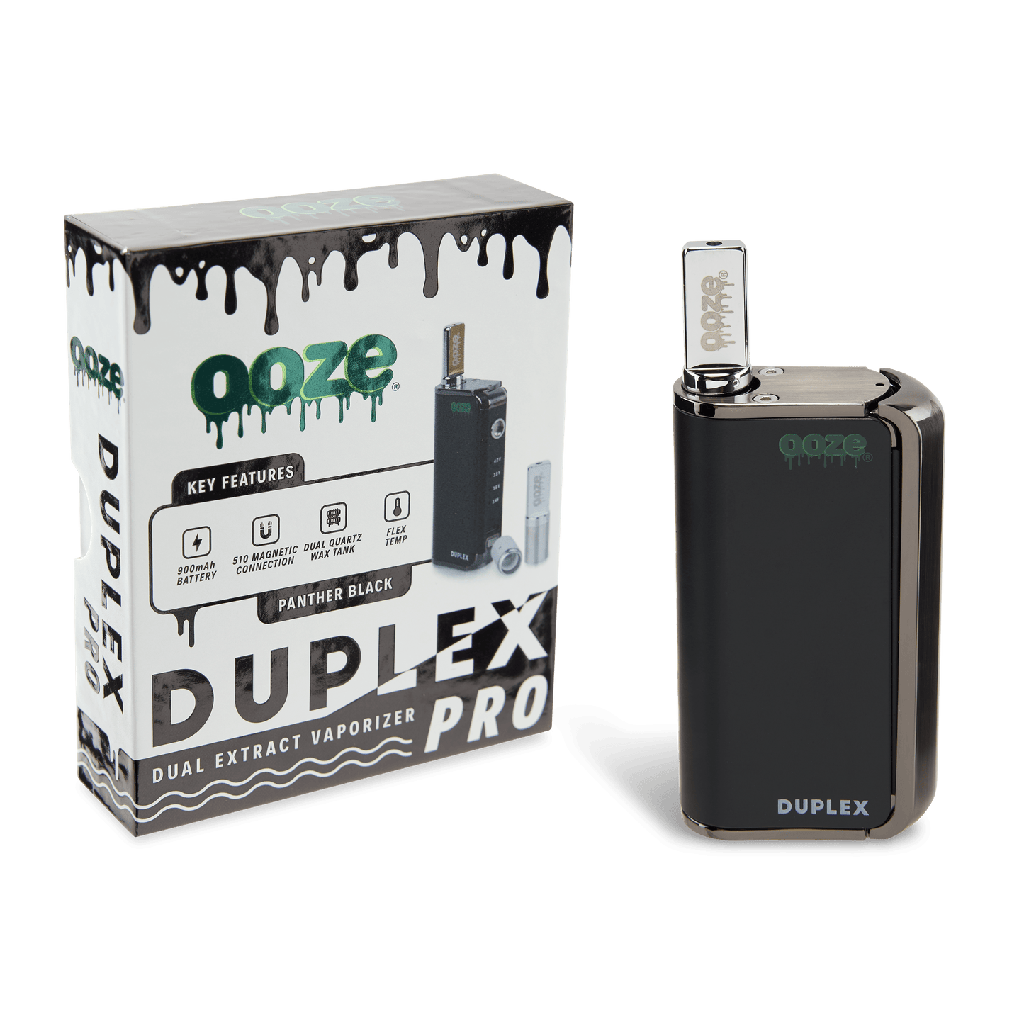 Ooze Batteries and Vapes Black Ooze Duplex Pro – 900 mAh – Cartridge & Wax Vaporizer