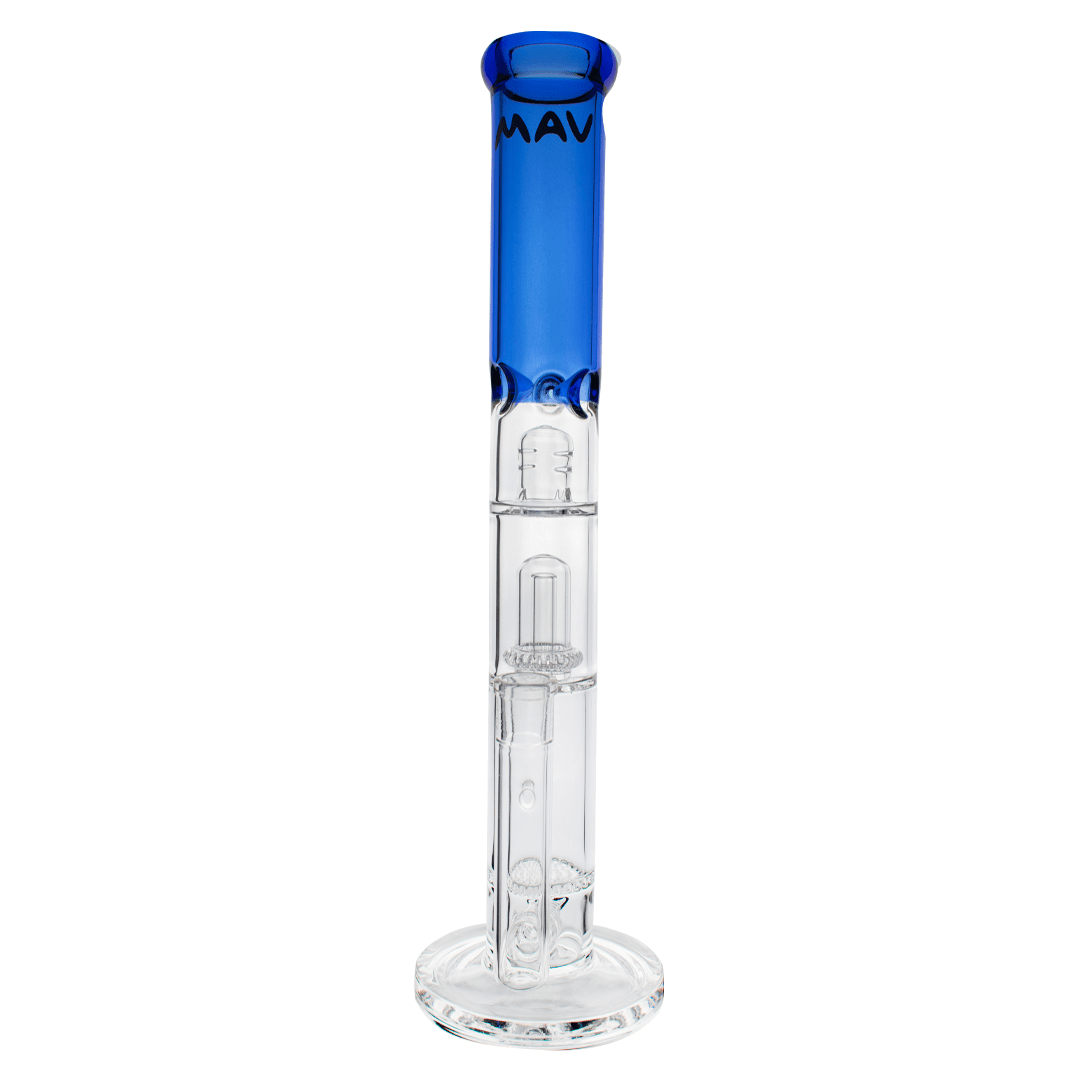 MAV Glass Bong Ink Blue Inline to Honeycomb to UFO Straight Tube Bong