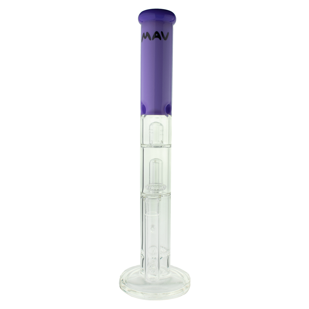 MAV Glass Bong Purple Inline to Honeycomb to UFO Straight Tube Bong
