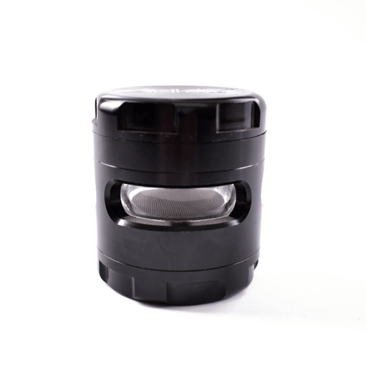 Cloud 8 Smoke Accessory Grinder Black 3" Aluminum Grip Edge Grinder with Chamber Windows