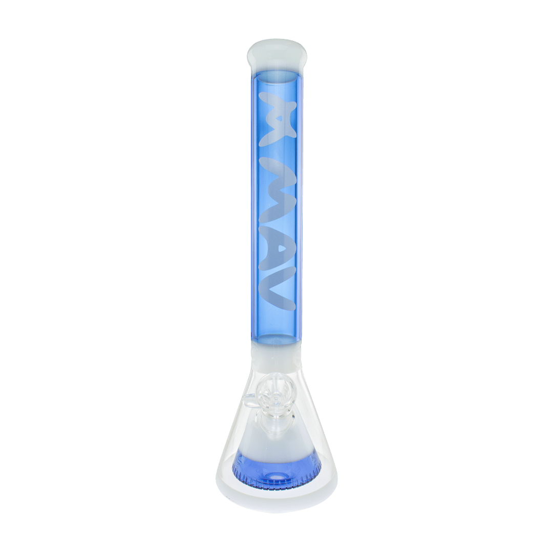 MAV Glass Bong Blue and White 18" Manhattan Pyramid Beaker
