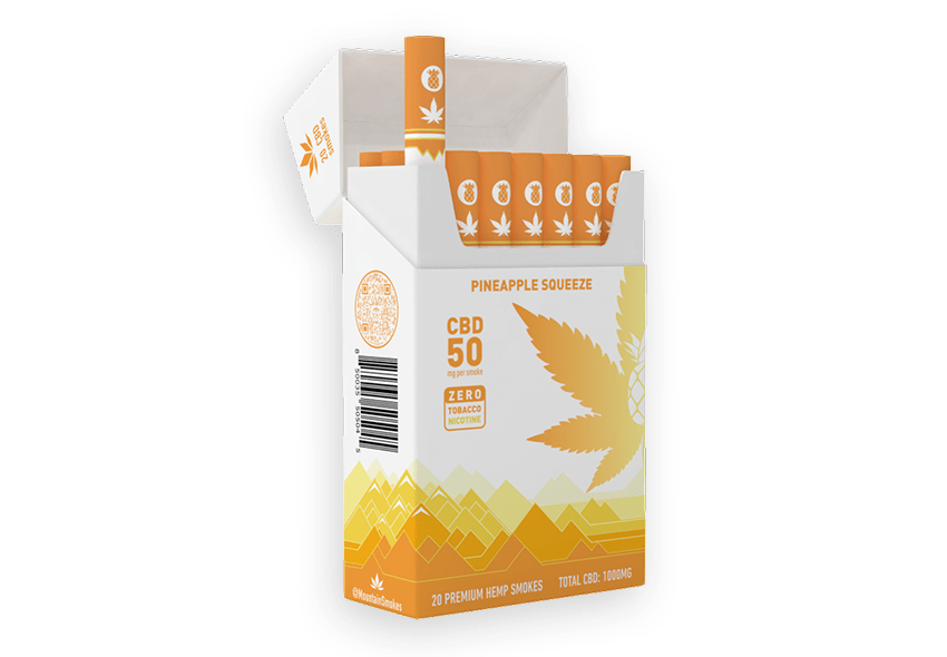 MOUNTAIN Smokes Carton of Ten 20-Packs Pineapple Squeeze 50mg CBD Hemp Smokes