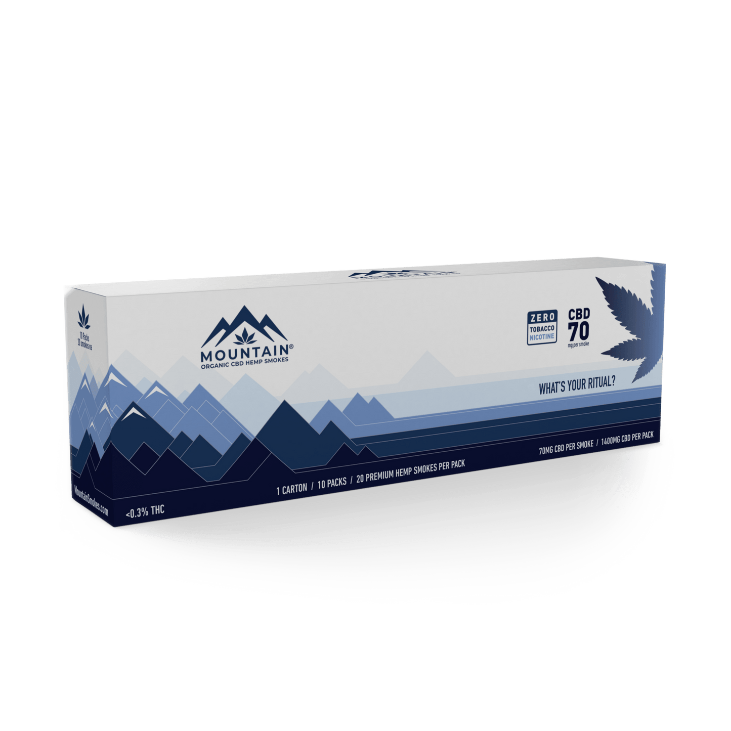 MOUNTAIN Smokes Carton of Ten 20-Packs Natural Flavor 70mg CBD Hemp Smokes