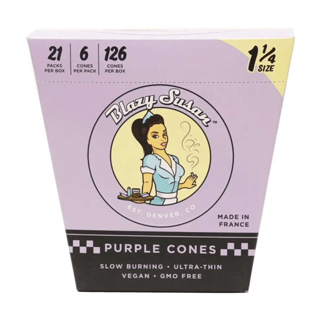 Blazy Susan Rolling Papers 1 1-4 (6) Blazy Susan Purple Paper Cones