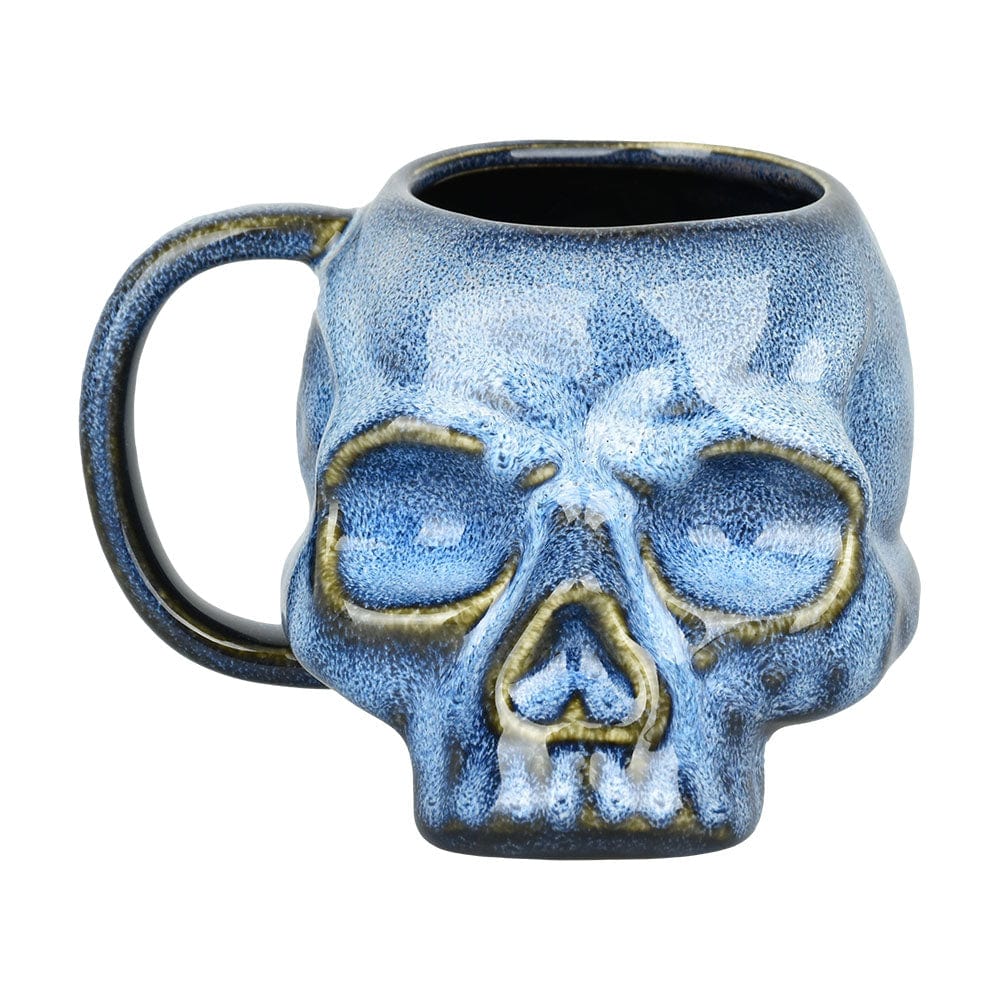 Gift Guru Blue Glazed Skull Ceramic Mug - 15oz