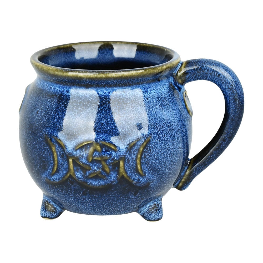Gift Guru Blue Glazed Pentagram Moon Ceramic Mug - 15oz