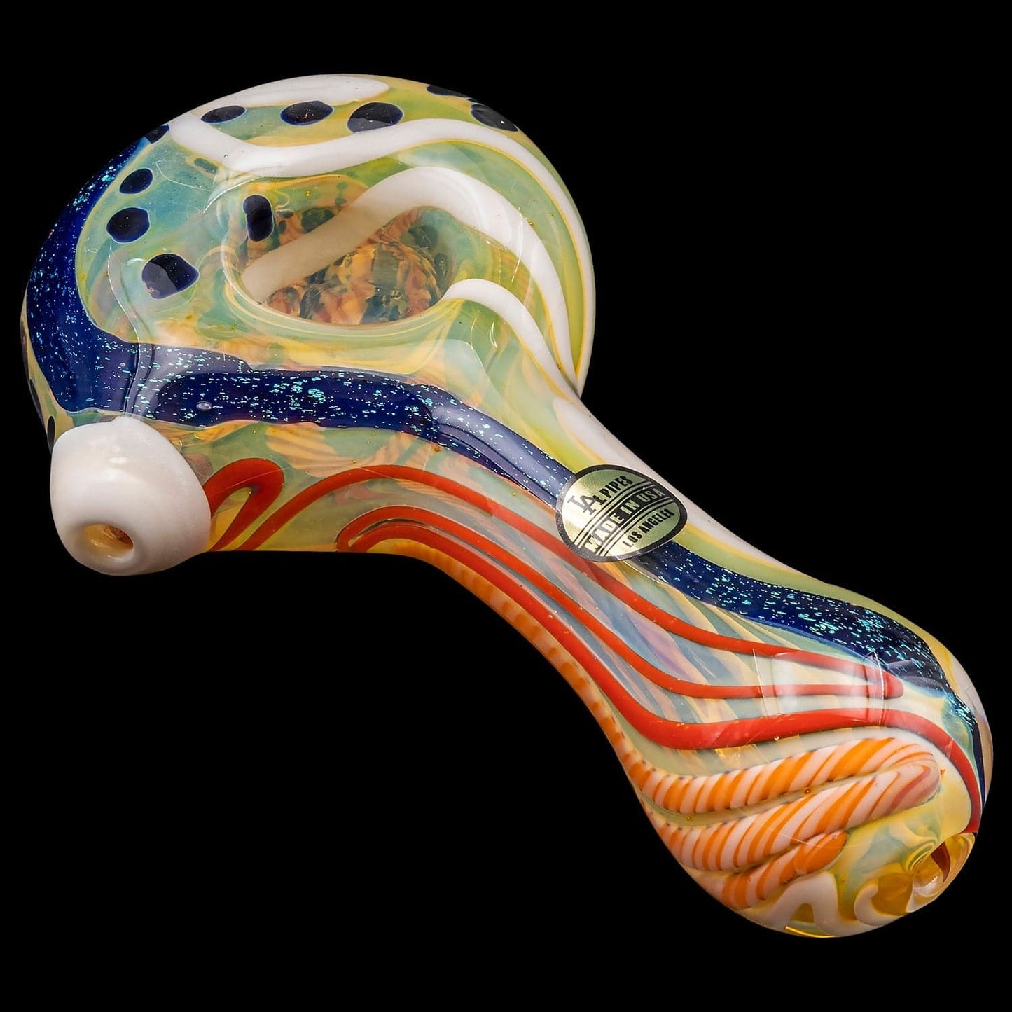 LA Pipes Hand Pipe "Pancake" Dichroic Color-Changing Spoon Glass Pipe