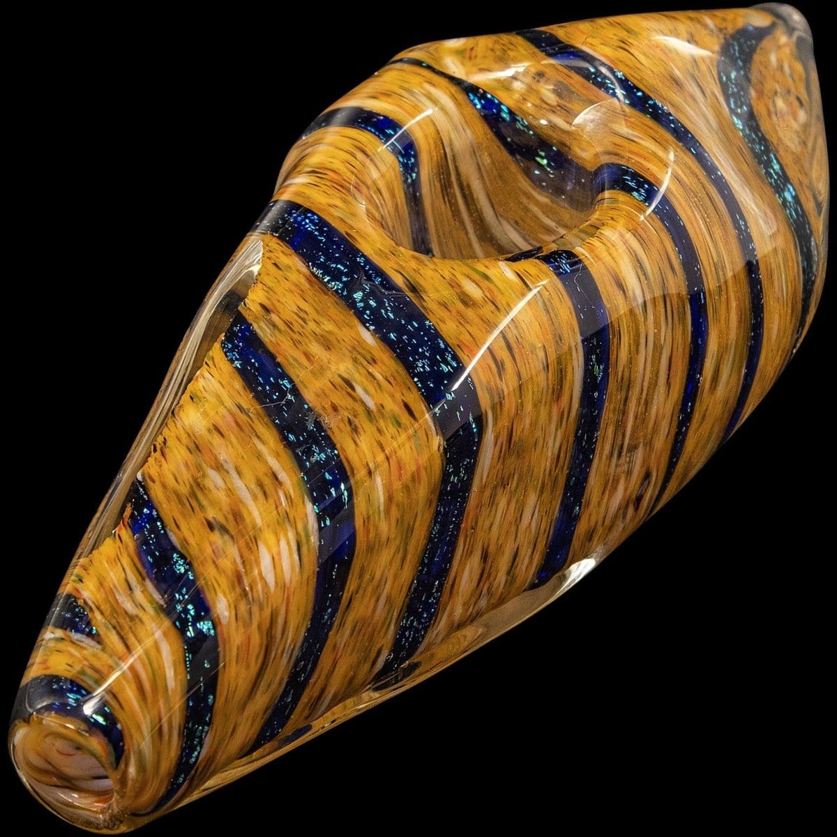 LA Pipes Hand Pipe Yellow/Orange Hues "Gemstone" Sparking Glass Pipe