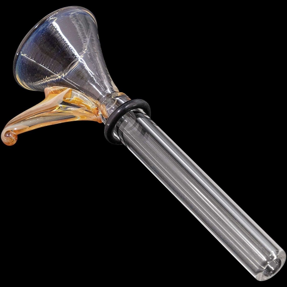 LA Pipes Smoking Accessory Amber 9mm Funnel Slide Bowl with Handle for Pull-Stem Bongs