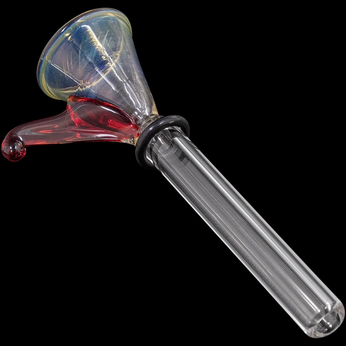 LA Pipes Smoking Accessory Red 9mm Funnel Slide Bowl with Handle for Pull-Stem Bongs