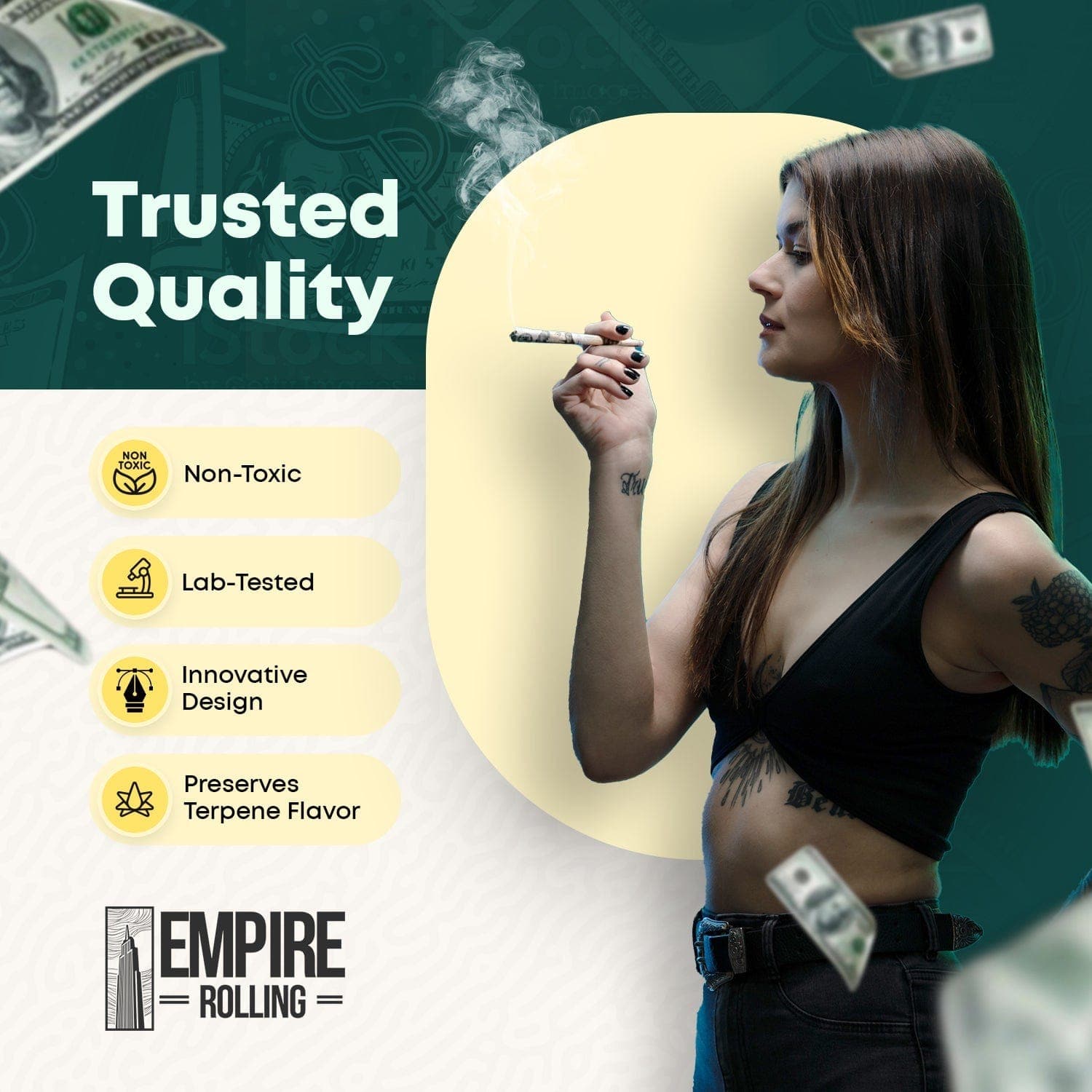 Empire Rolling Papers Bulk Benny Cones Box™ - 800 Premium 100 Dollar Bill Cones