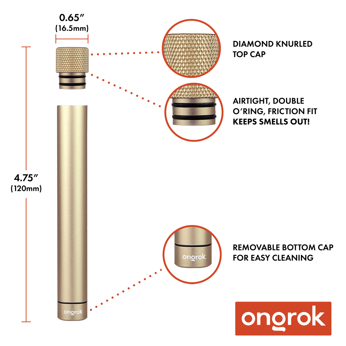 ONGROK EDC Gold Premium Storage Tube | Single