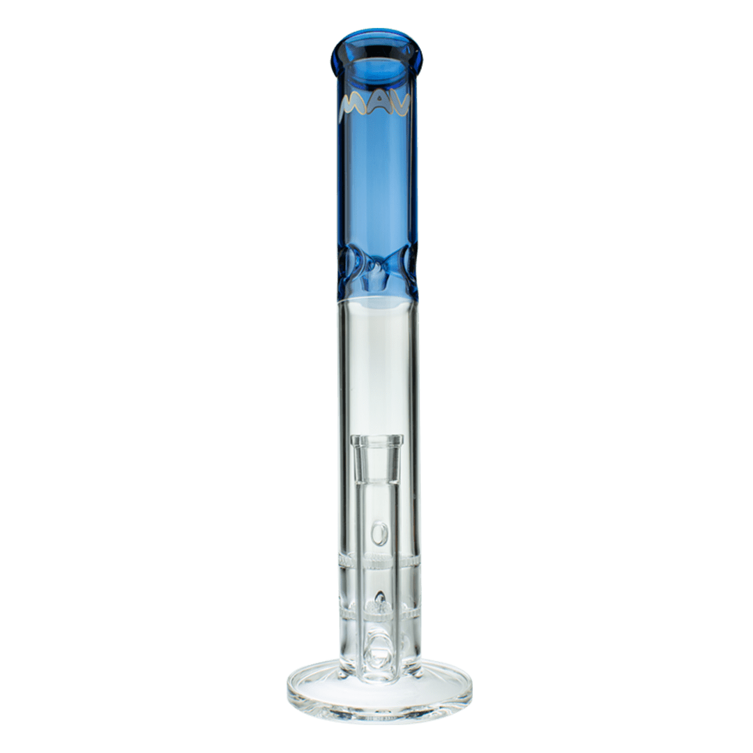 MAV Glass Bong Blue 16" Double Honeycomb Straight Tube Bong