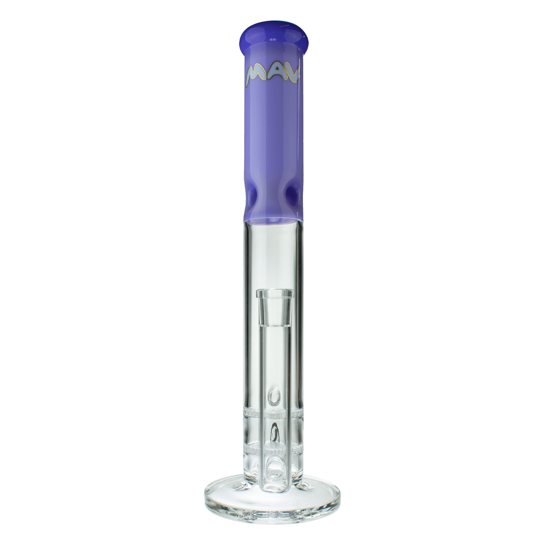 MAV Glass Bong Purple 16" Double Honeycomb Straight Tube Bong