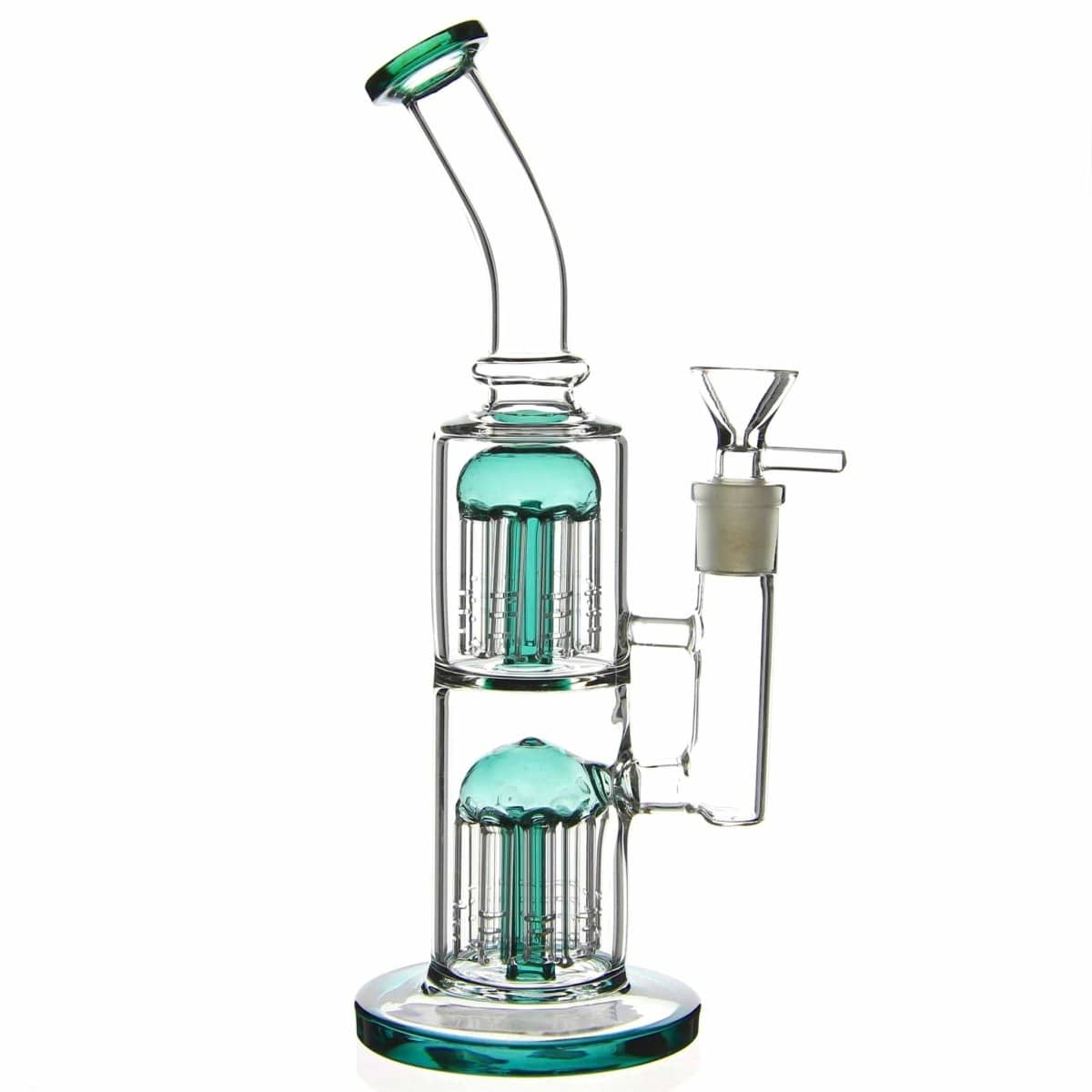 Benext Generation Glass Teal Double Jammer Tree Perc Bong