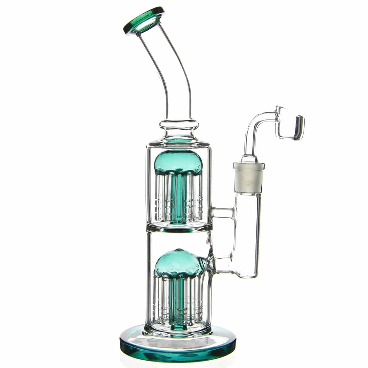 Benext Generation Glass Teal Double Jammer Tree Perc Dab Rig