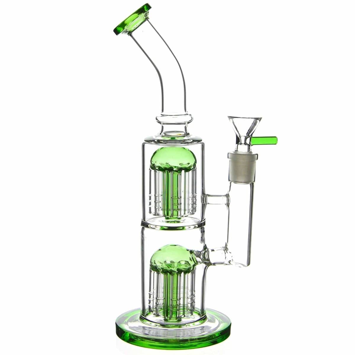 Benext Generation Glass Green Double Jammer Tree Perc Bong