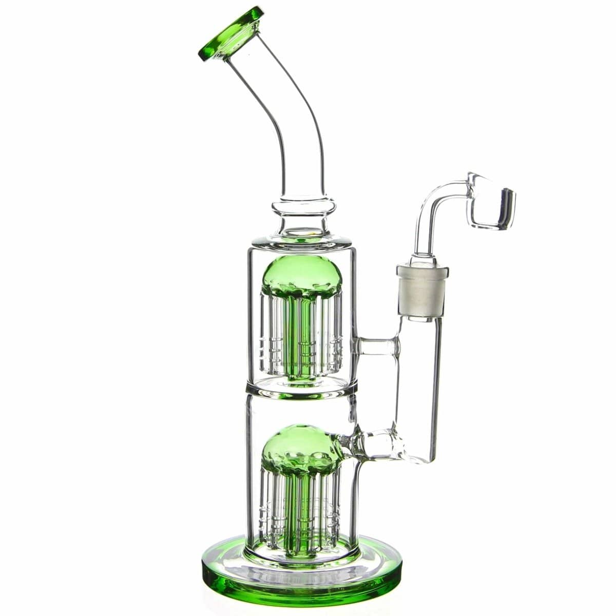 Benext Generation Glass Green Double Jammer Tree Perc Dab Rig