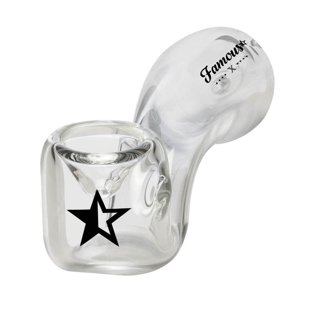 Famous Brandz Hand Pipe Clear FAMOUS X 4 IN SHERLOCK HAND PIPE
