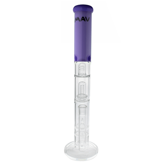 MAV Glass Bong Purple Inline to Double Honeycomb to UFO Straight Tube Bong TX603DOUBLEPURPLE